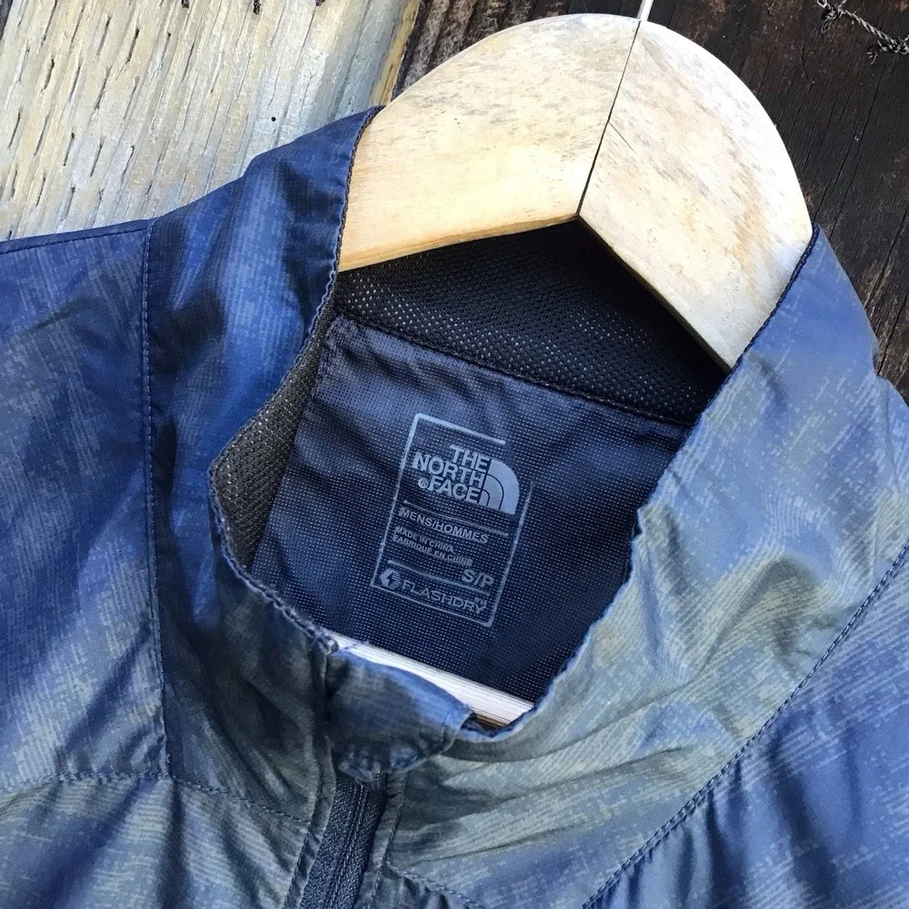 The North Face FlashDry Windbreaker Jacket Men's Small Blue Camo Full Zip